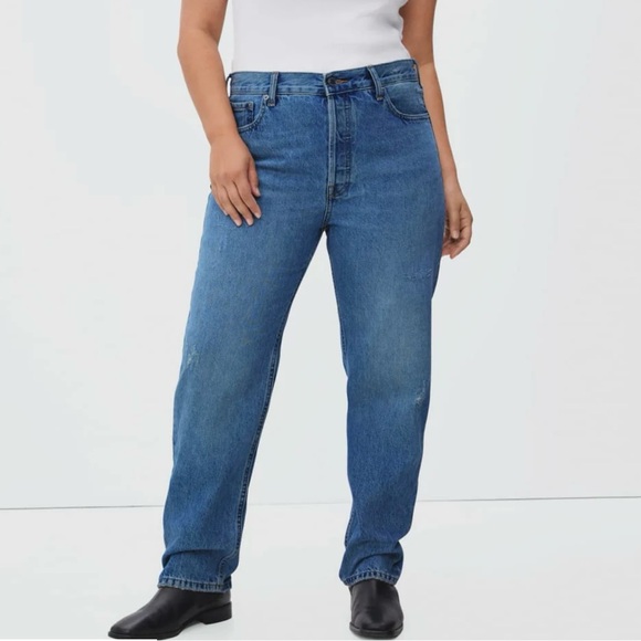 NWT! Everlane Relaxed Straight Jeans The Rigid Slouch Jeans- Washed Indigo -27 - Picture 2 of 12